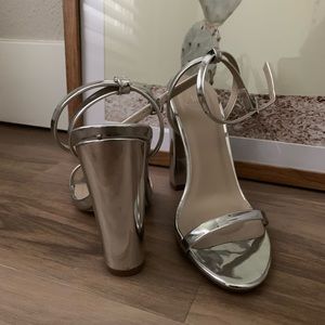 missguided silver block heels